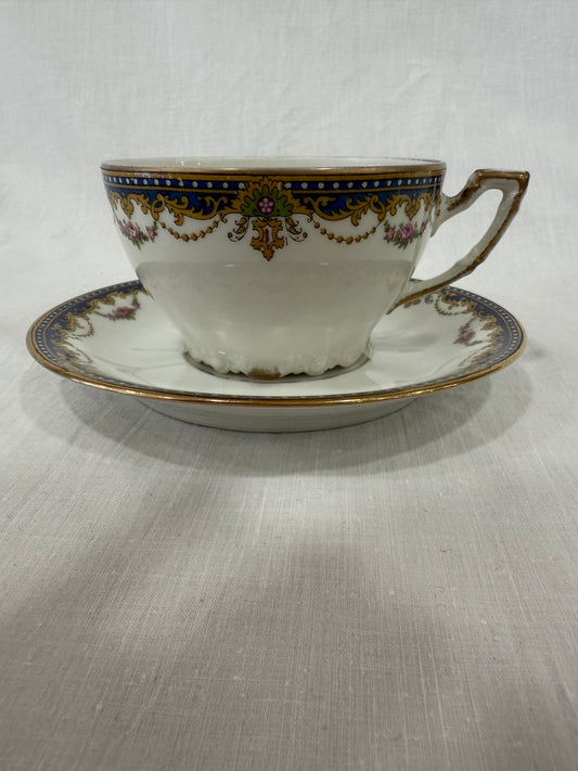 Taza con plato de porcelana Vignaud Limoges (X UD.)