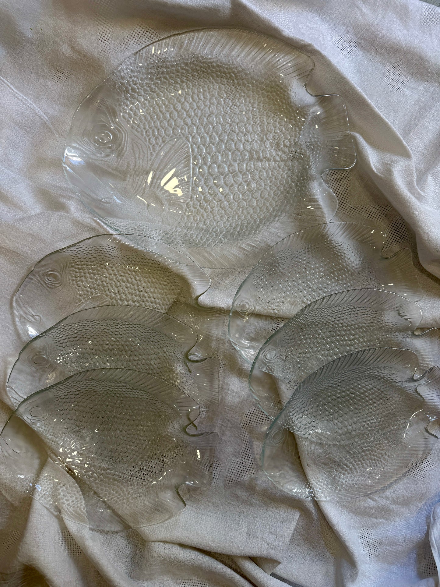 Servicio de pescado vintage en vidrio – 7 piezas
