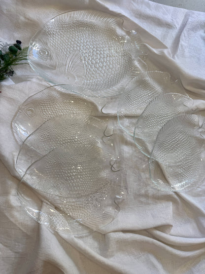 Servicio de pescado vintage en vidrio – 7 piezas