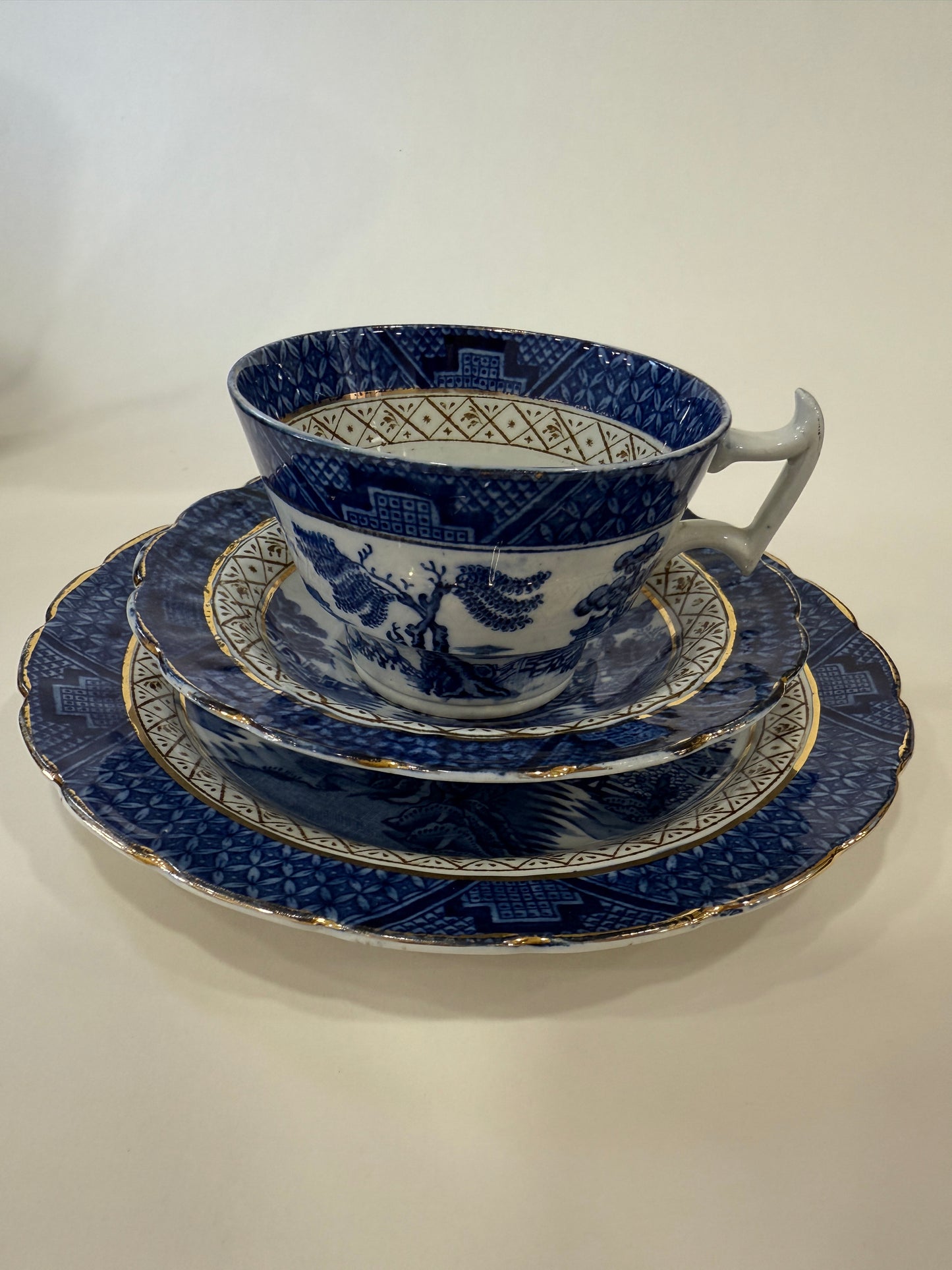 Trío de té antiguo Booths – Real Old Willow (c. 1925–1935)