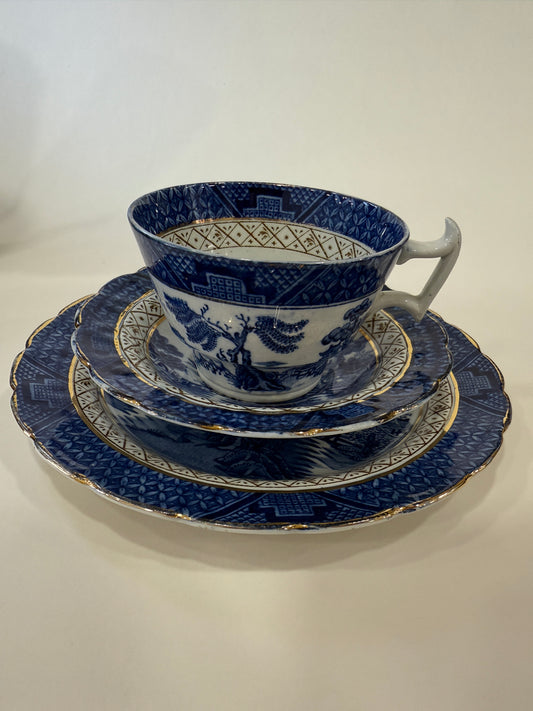 Trío de té antiguo Booths – Real Old Willow (c. 1925–1935)