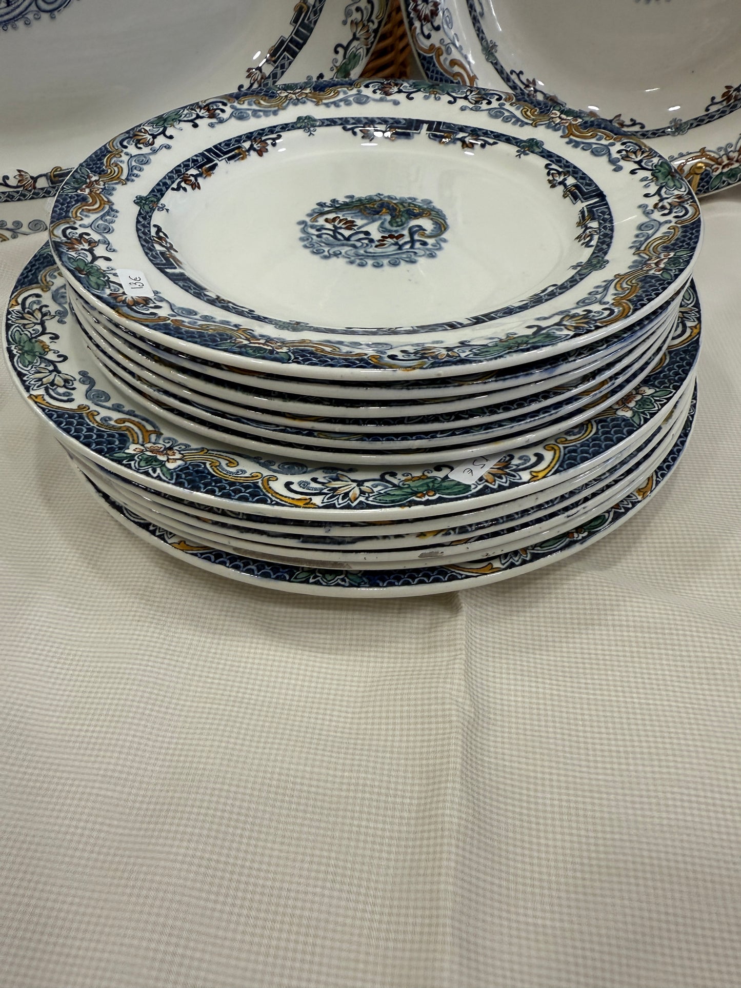 Lote de vajilla antigua Longwy Chinois (ca. 1880–1910)
