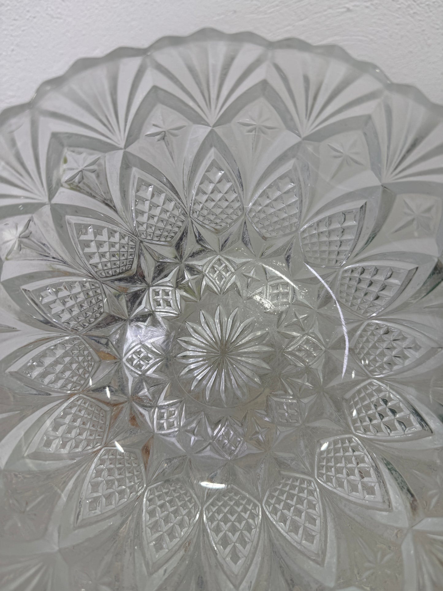 Conjunto de cristal prensado francés bowl grande + 6 cuencos