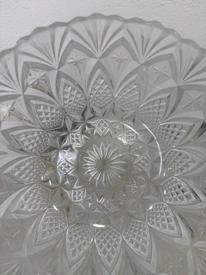 Conjunto de cristal prensado francés bowl grande + 6 cuencos