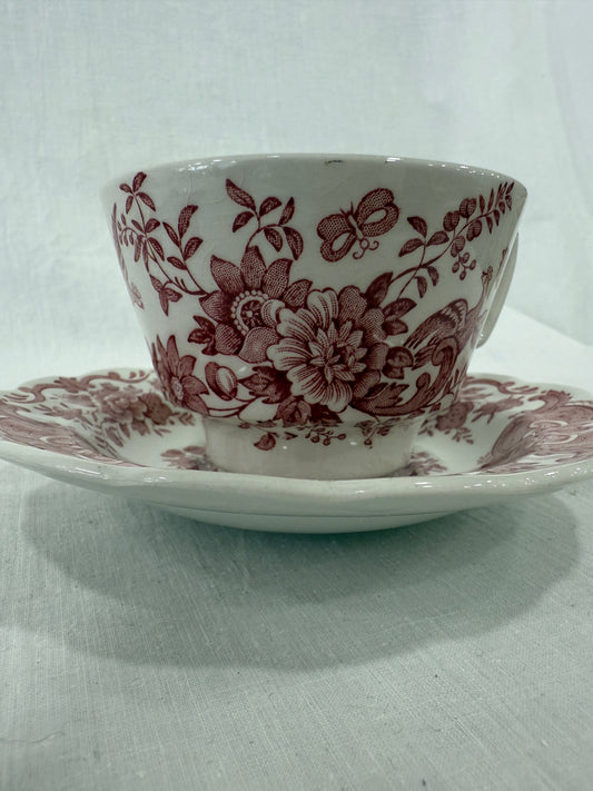 Taza con plato Ridgway “Windsor”  Inglaterra, años 50–70 (X UD)