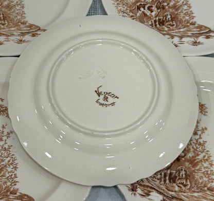 Platos llanos Longchamp – Modelo Veneur en sepia (terre de fer), ca. 1880–1900 X UD.