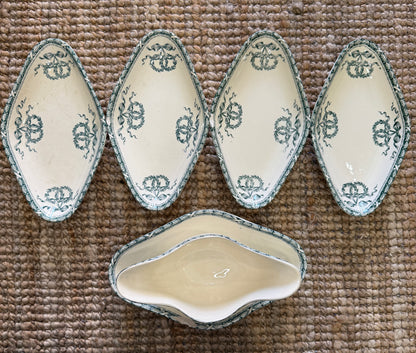 Vajilla francesa antigua Montholon Salins circa 1900 Platos, fuentes y ensaladeras