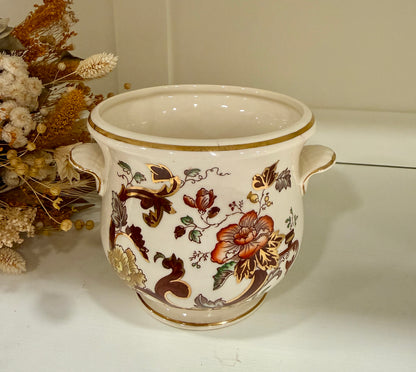 Macetero Antiguo Mason’s Brown Velvet Ironstone Inglés con Dorados
