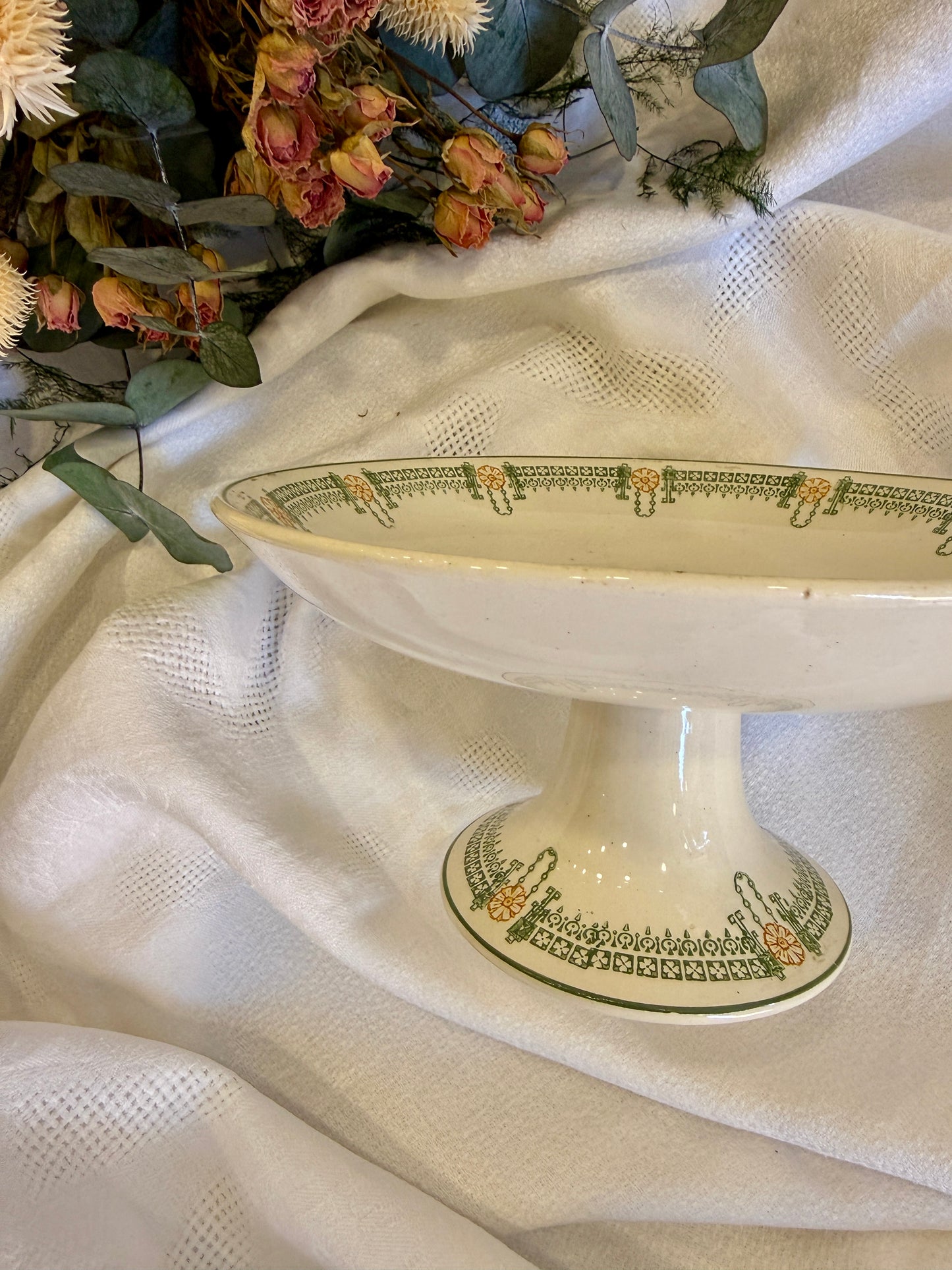 Compotier antiguo Longwy Longjumeau Terre de Fer