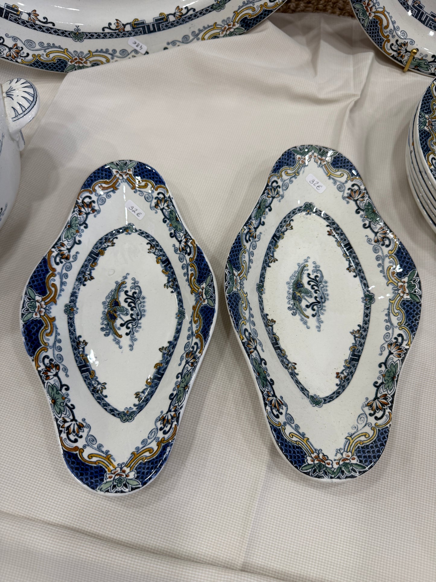 Lote de vajilla antigua Longwy Chinois (ca. 1880–1910)