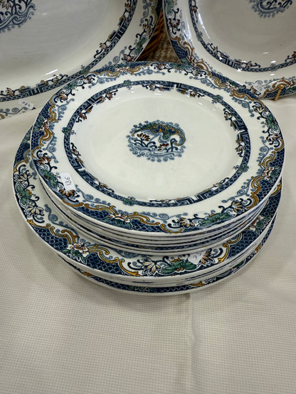 Lote de vajilla antigua Longwy Chinois (ca. 1880–1910)