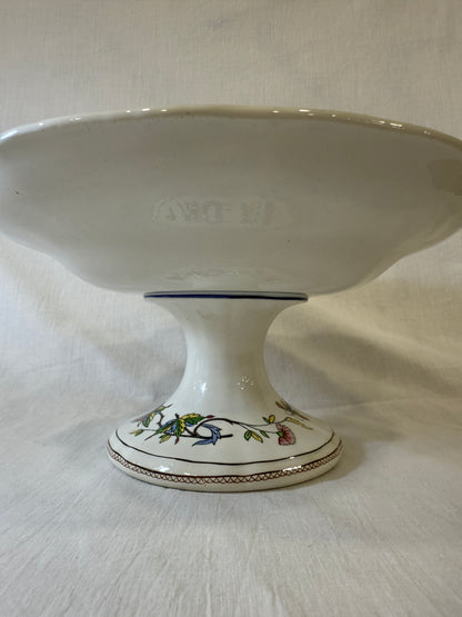 Compotier antiguo de loza francesa Sarreguemines, modelo Rouen