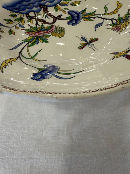 Compotier antiguo de loza francesa Sarreguemines, modelo Rouen