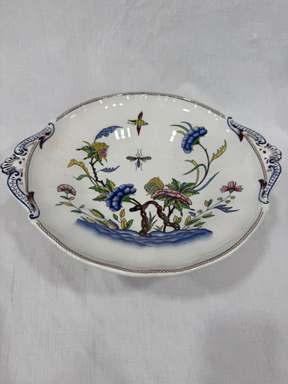 Compotier antiguo de loza francesa Sarreguemines, modelo Rouen