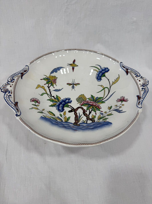 Compotier antiguo de loza francesa Sarreguemines, modelo Rouen