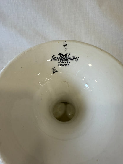 Compotier antiguo de loza francesa Sarreguemines, modelo Rouen