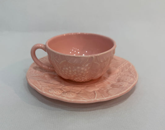 Taza vintage con plato Geneviève Lethu Francia (X UD.)