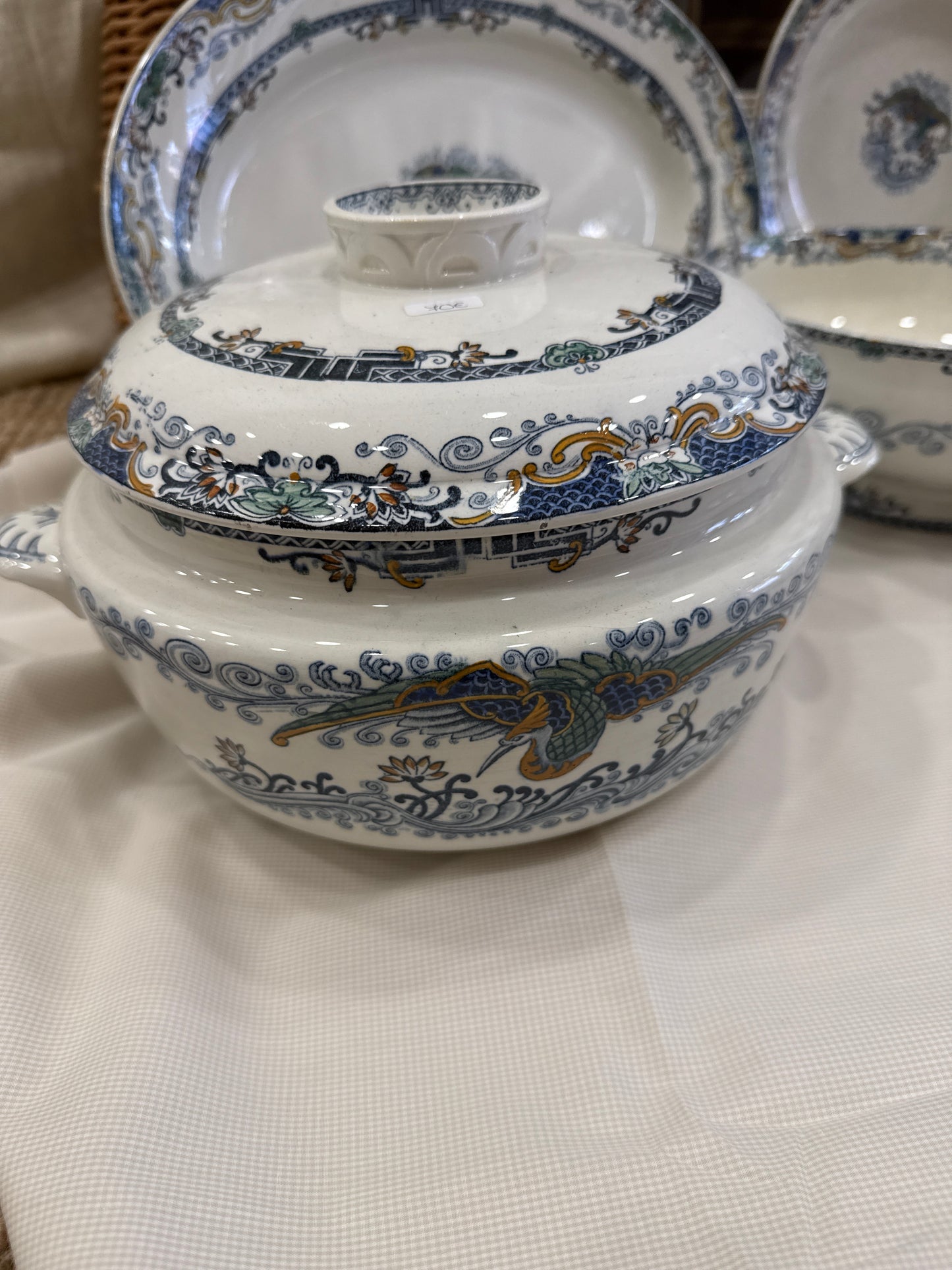 Lote de vajilla antigua Longwy Chinois (ca. 1880–1910)