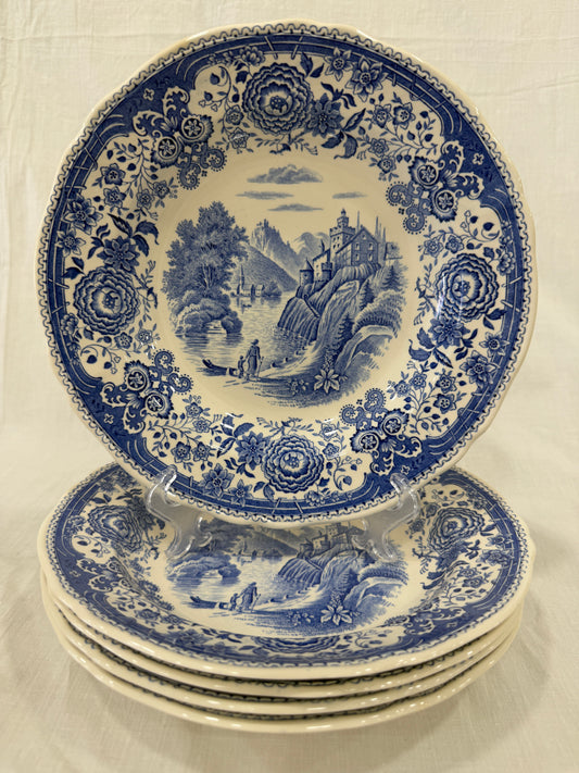 5 platos hondos antiguos Villeroy & Boch, modelo Burgenland azul (X UD.)