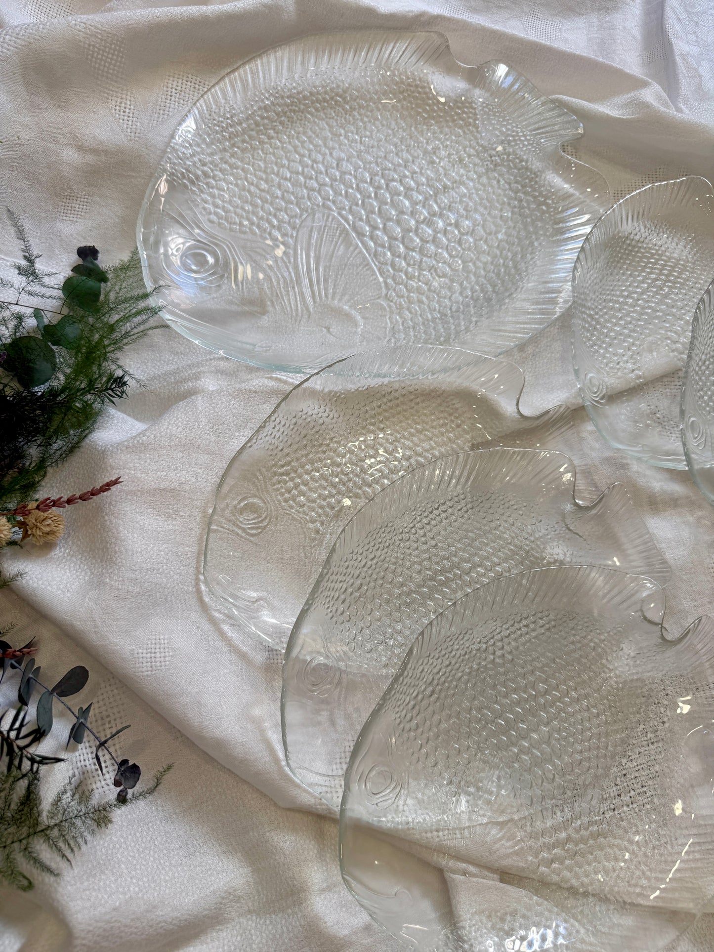 Servicio de pescado vintage en vidrio – 7 piezas