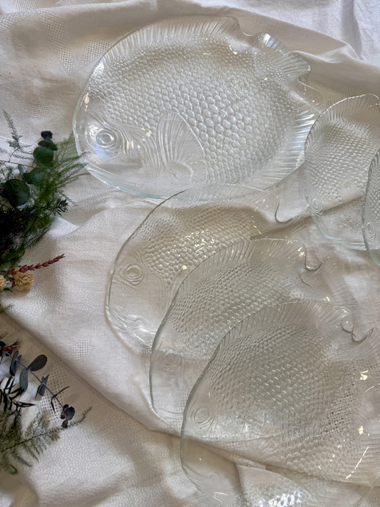 Servicio de pescado vintage en vidrio 7 piezas
