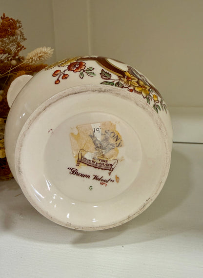 Macetero Antiguo Mason’s Brown Velvet Ironstone Inglés con Dorados