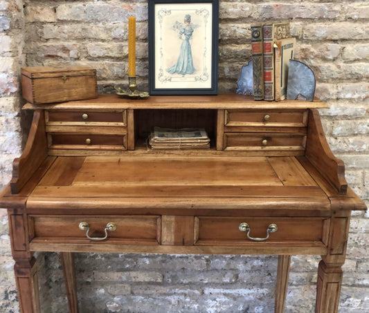 Escritorio estilo colonial en madera de mango restaurado – pieza única vintage