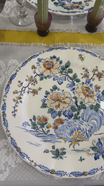 Plato Gien Coq et Pivoines